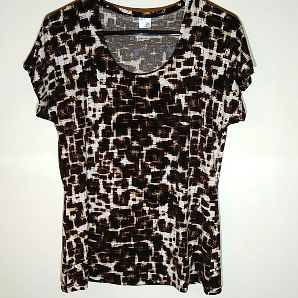 Jockey Women's black white brown Cap Sleeve Blouse. Small ,Stretchy, Office